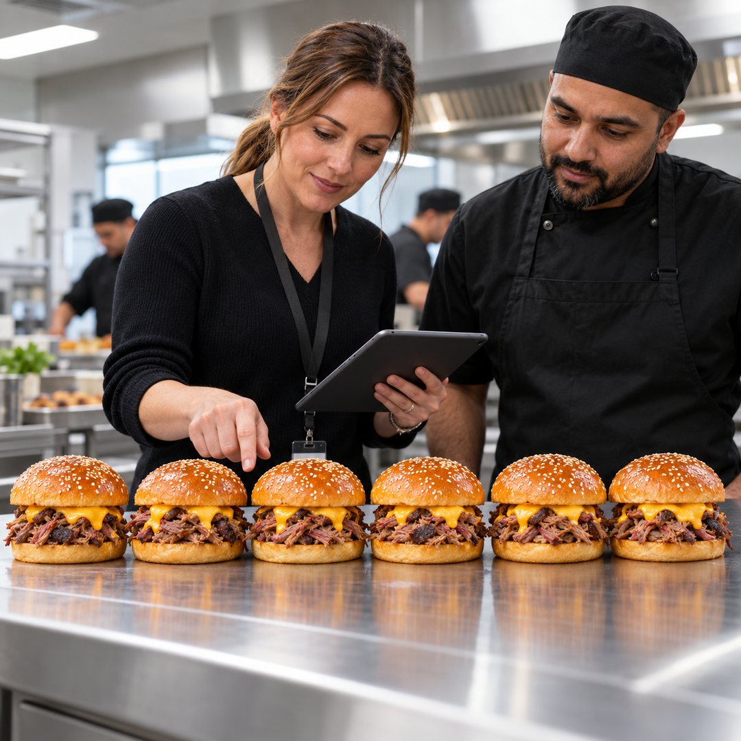 Brioche Bun Sesame: kitchen during service